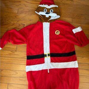 Bucees One Piece Santa Suit Adult Size 2XL Costume Pajamas Zip up Beaver
